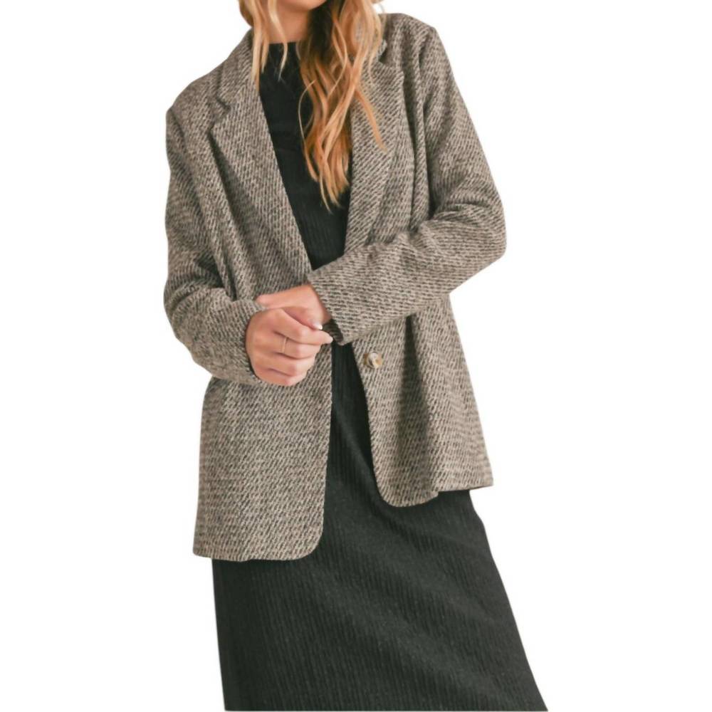 NEW SADIE & SAGE hopeful tweed blazer in dark brown tweed